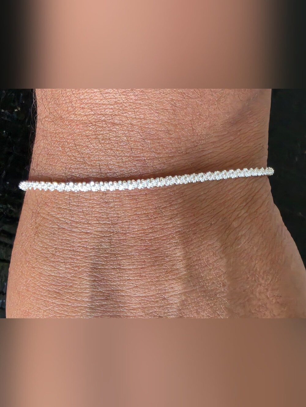 925 Sterling Silver Sparkle Bracelet 7.5" Diamond Cut Dainty Chain Minimalist